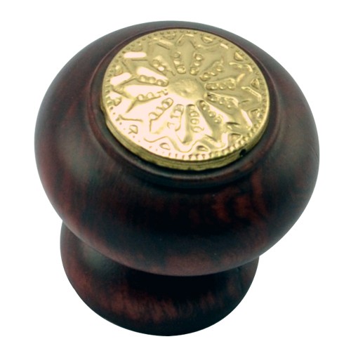 35mm Mushroom Wooden Cabinet Knob with Polish Lacquered Coin 